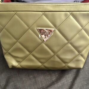 GUESS Quilted Olive Cosmetic Bag